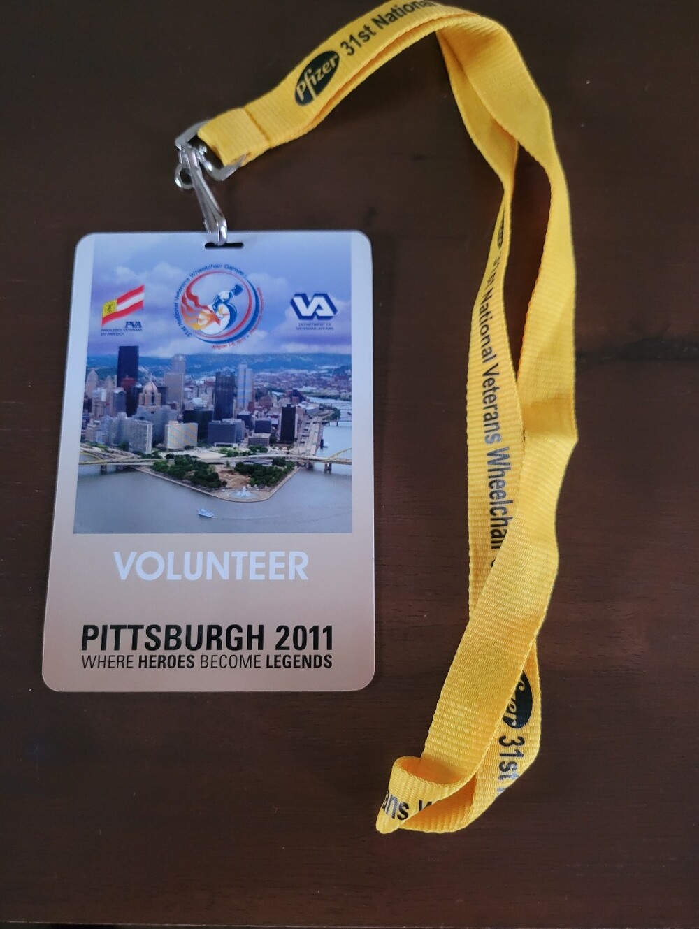 31st National Veterans Wheelchair Games Pittsburgh 2011 Volunteer Credential